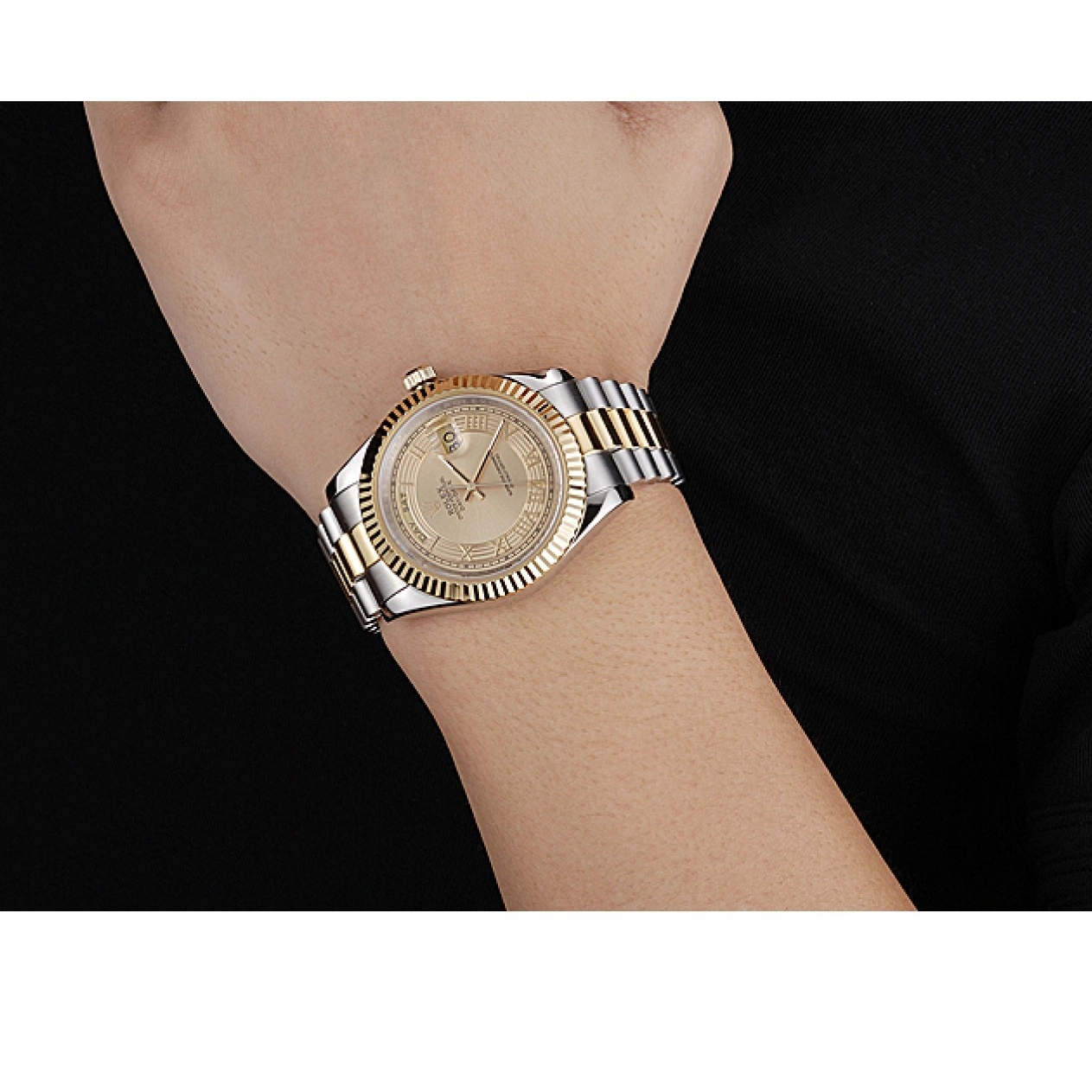 Rolex aaa copy Dial Day-Date 18k Tone Gold Gold Two Plated Stainless Steel Rolex 0519